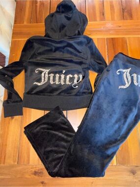 Juicy Couture OG Big Bling Black Velour Track Suit